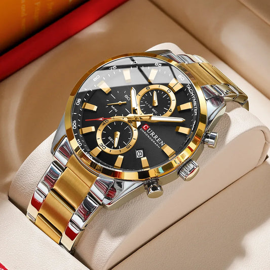 Men's Classic Quartz Gold & Stainless Steel Watch