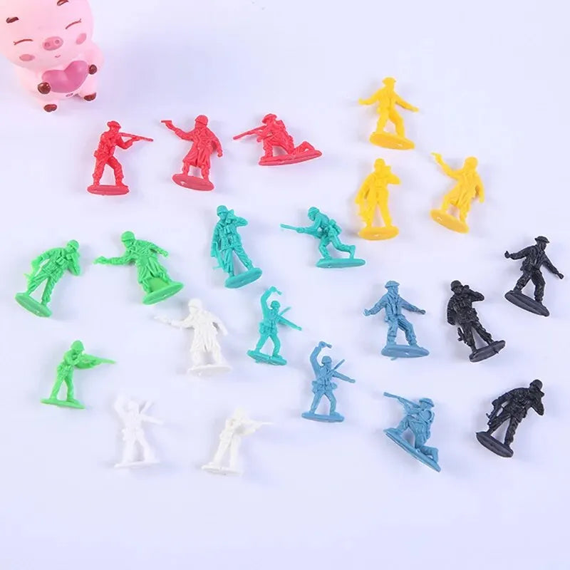 Assorted Colorful Plastic Toy Soldier Figures Pack - 100 Count, Ideal for Creative Play
