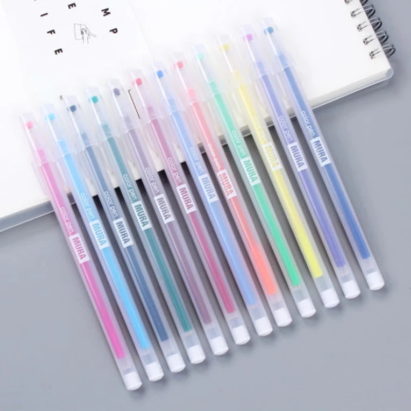 12-Piece Vibrant Pastel Gel Pen Collection - Perfect for Crafting, Drawing, and Personalizing Journals