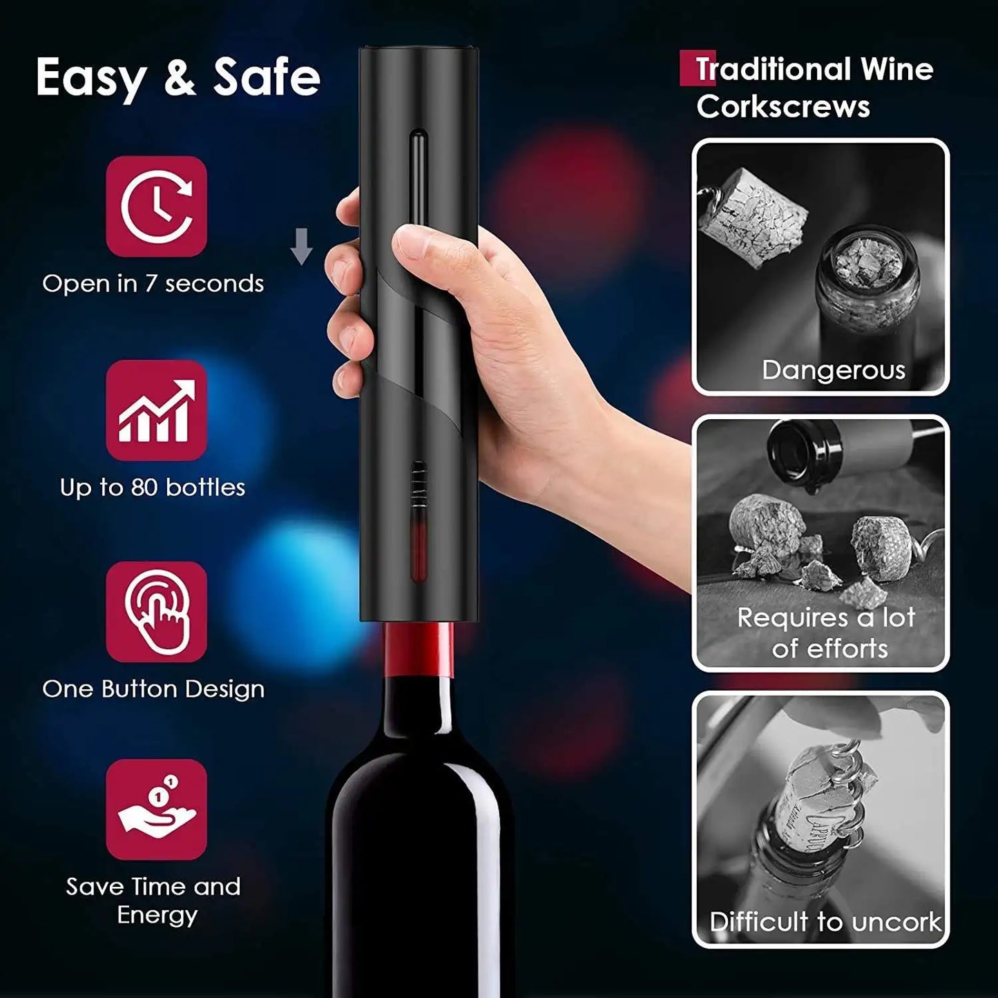 Electric Wine Bottle Openers - Automatic Corkscrew