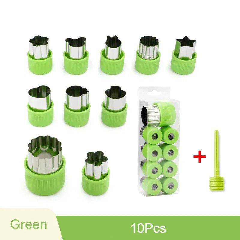 Easy-to-Use Stainless Steel Cutter Set for Fruits and Vegetables - 10 Unique Shapes for Healthy Snacks
